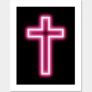 Pink Neon Cross Posters and Art